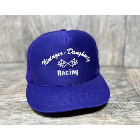 Funkap Other - Vintage 90s Nininger Daughterty Racing Purple Mesh Trucker Hat Baseball Cap Funk